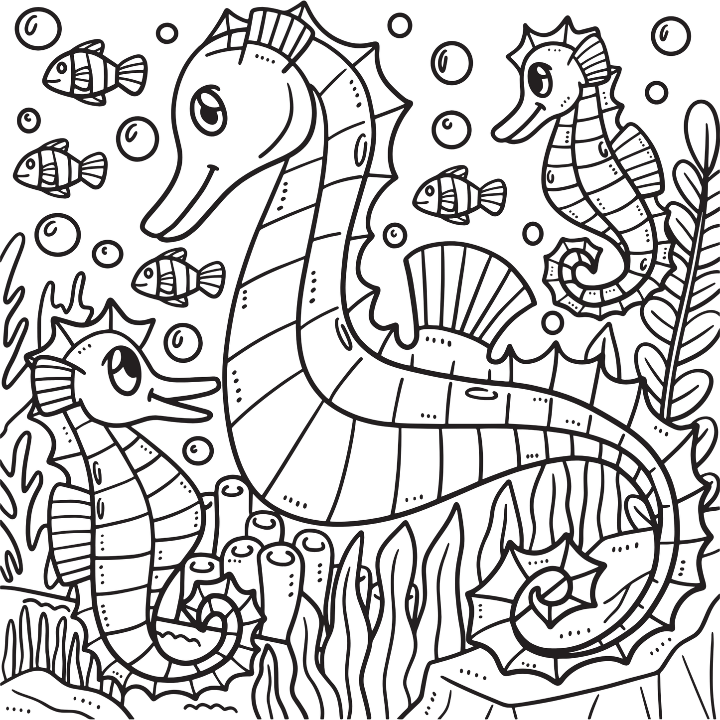 Cute sea animals - PagesOfColoring