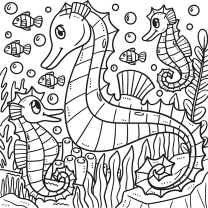 Cute sea animals - PagesOfColoring