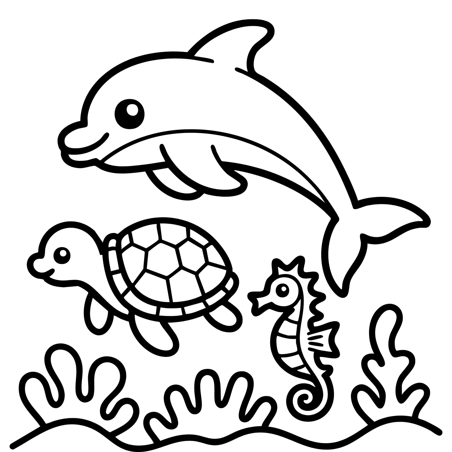 Cute sea animals - PagesOfColoring